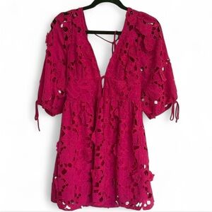 Women's Fuchsia Lace Tie-Front Dress - Storia